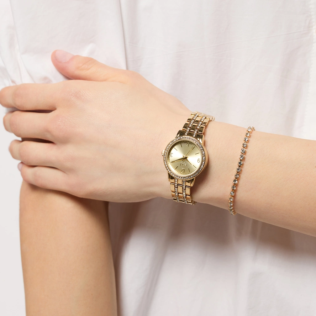 Regal klockset dam - metallband, guldton, 26mm