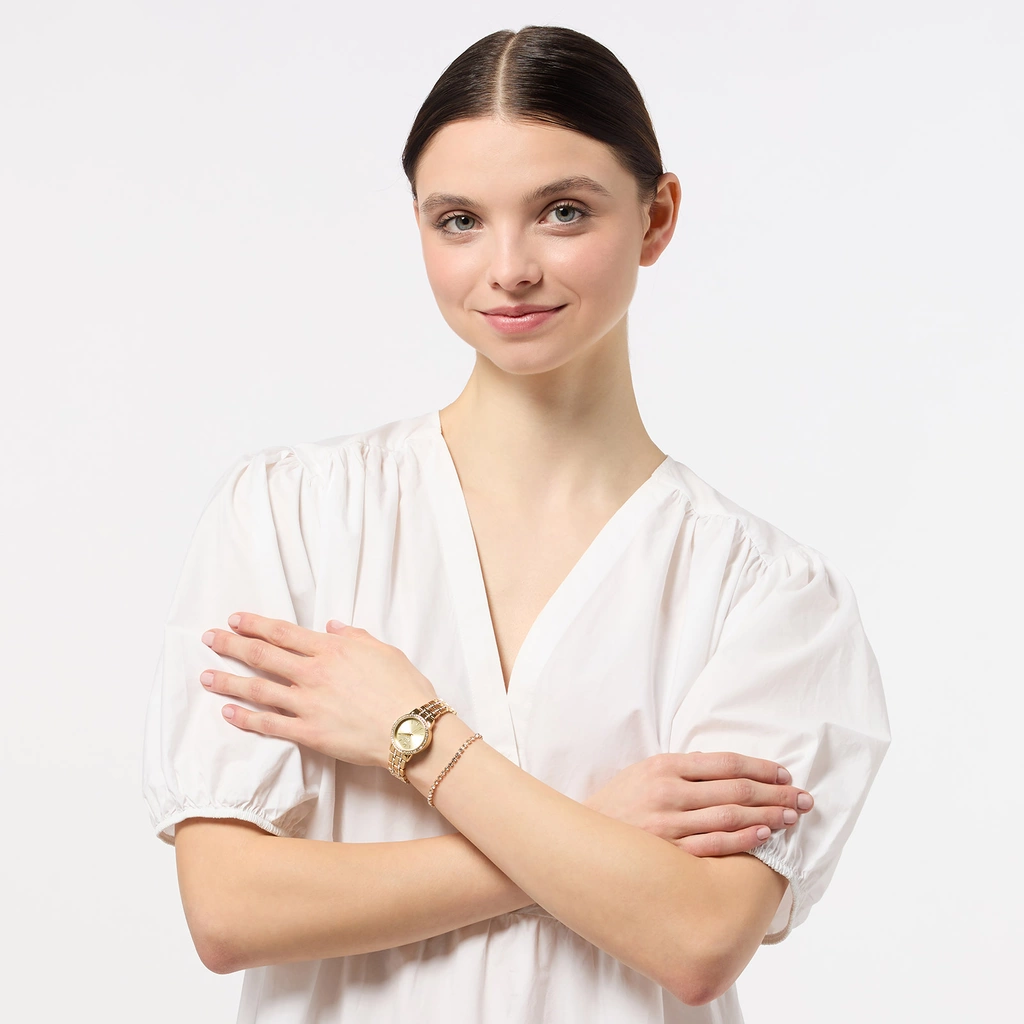 Regal klockset dam - metallband, guldton, 26mm