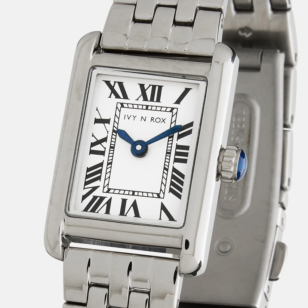 Ivy n Rox Euphoria damklocka - rektangulär, vit/silver,19x28 mm