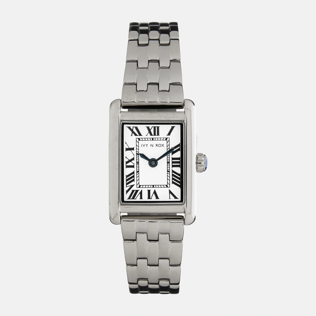 Ivy n Rox Euphoria damklocka - rektangulär, vit/silver,19x28 mm