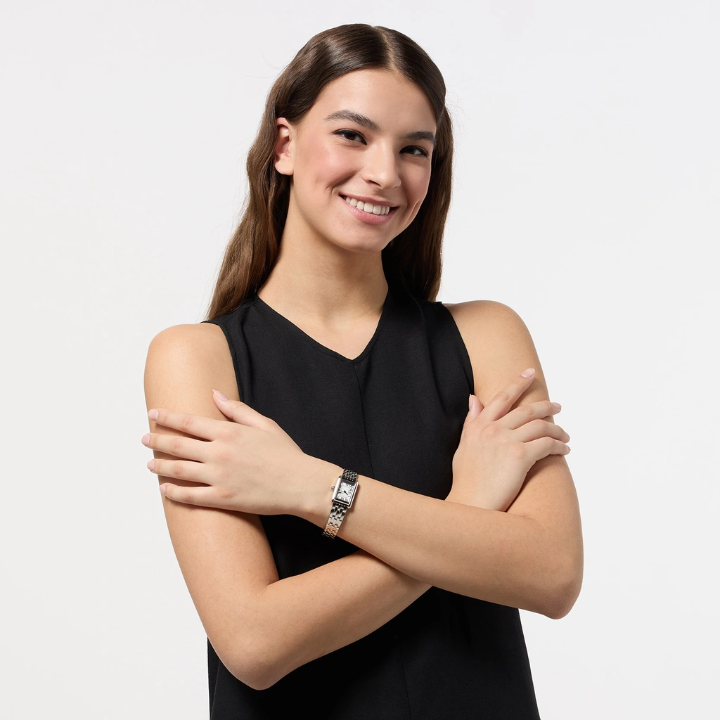 Ivy n Rox Euphoria damklocka - rektangulär, vit/silver,19x28 mm