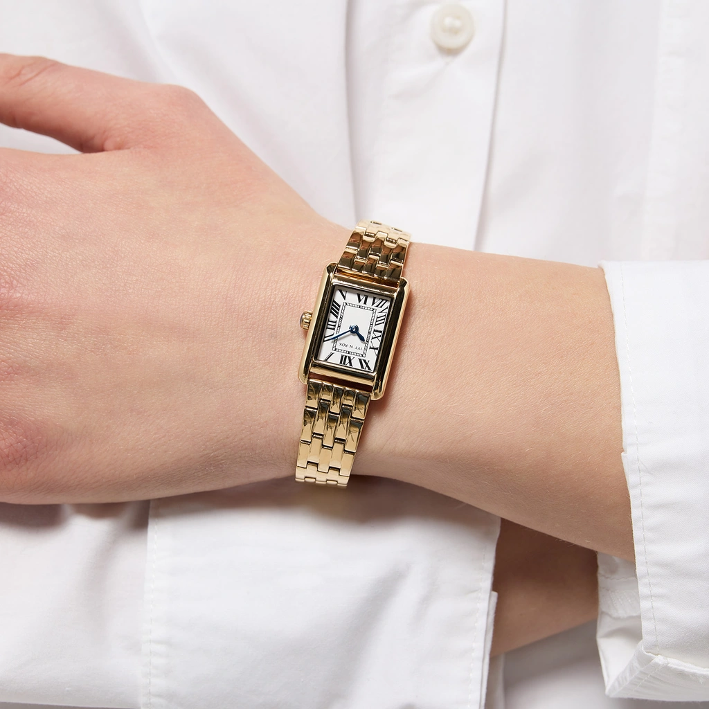 Ivy n Rox Euphoria damklocka - rektangulär, vit/guld,19x28 mm