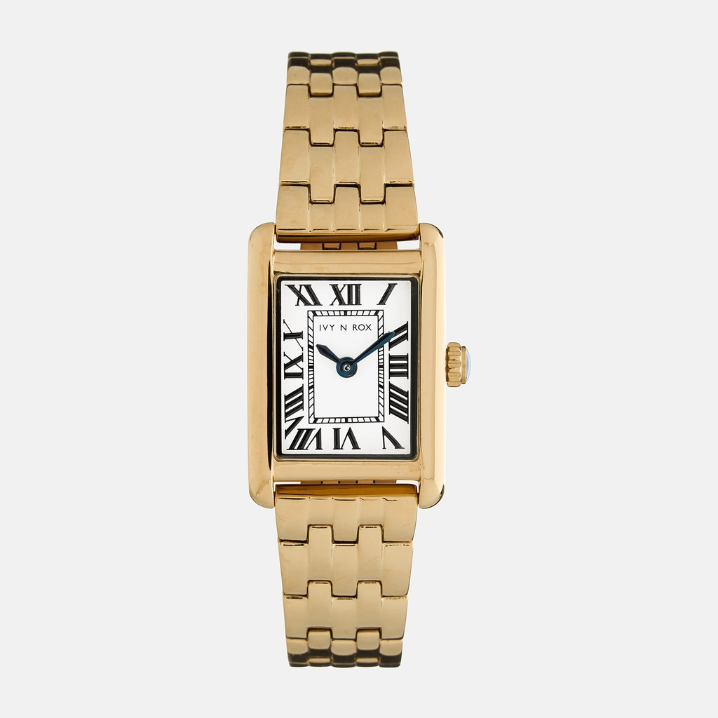 Ivy n Rox Euphoria damklocka - rektangulär, vit/guld,19x28 mm