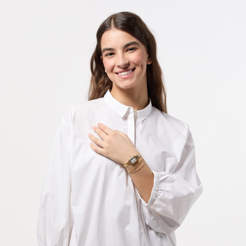 Ivy N Rox Chic klockset - rektangulär, guld, 16x27 mm