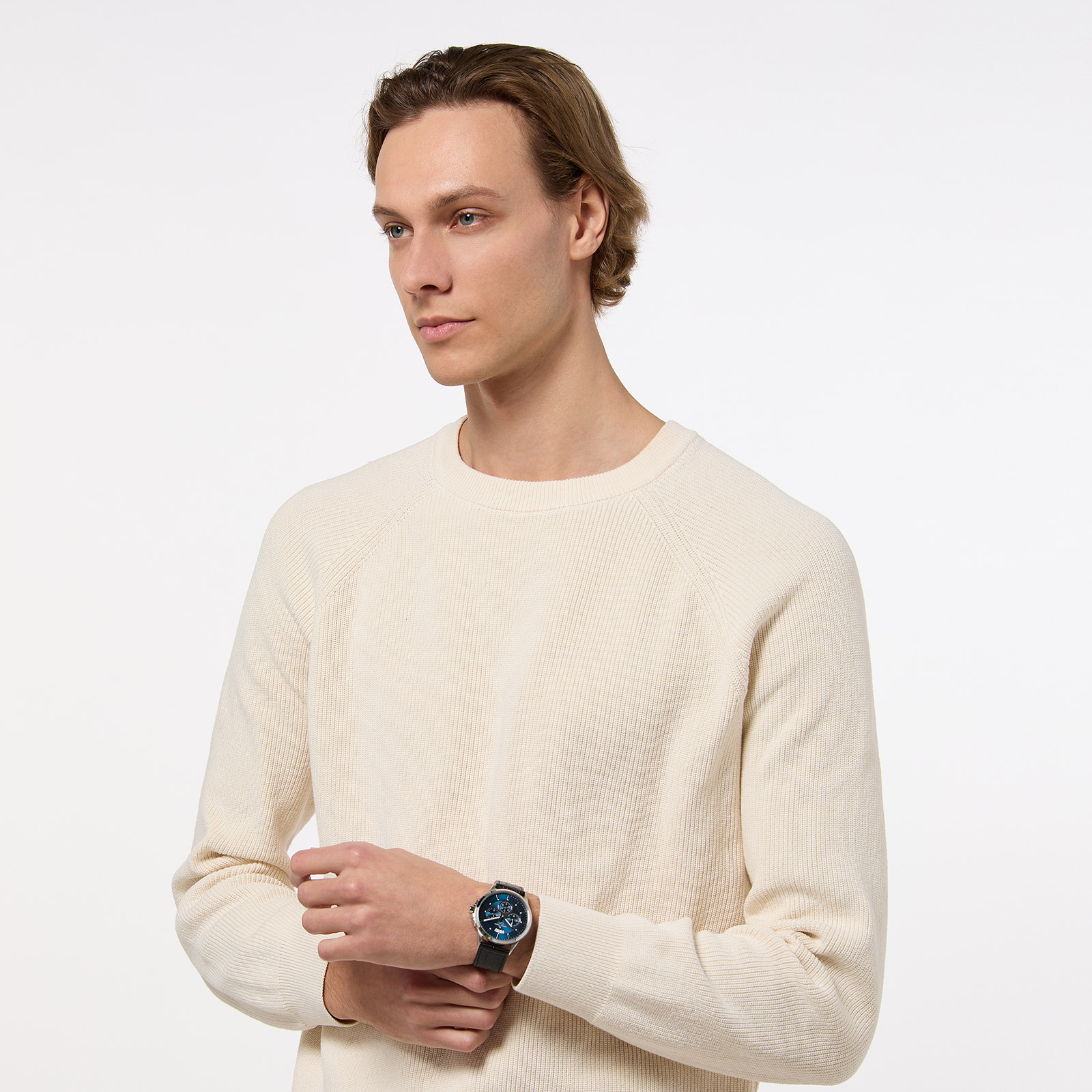 Jacques Lemans Sidney -  herrklocka, läder/blå, 42mm