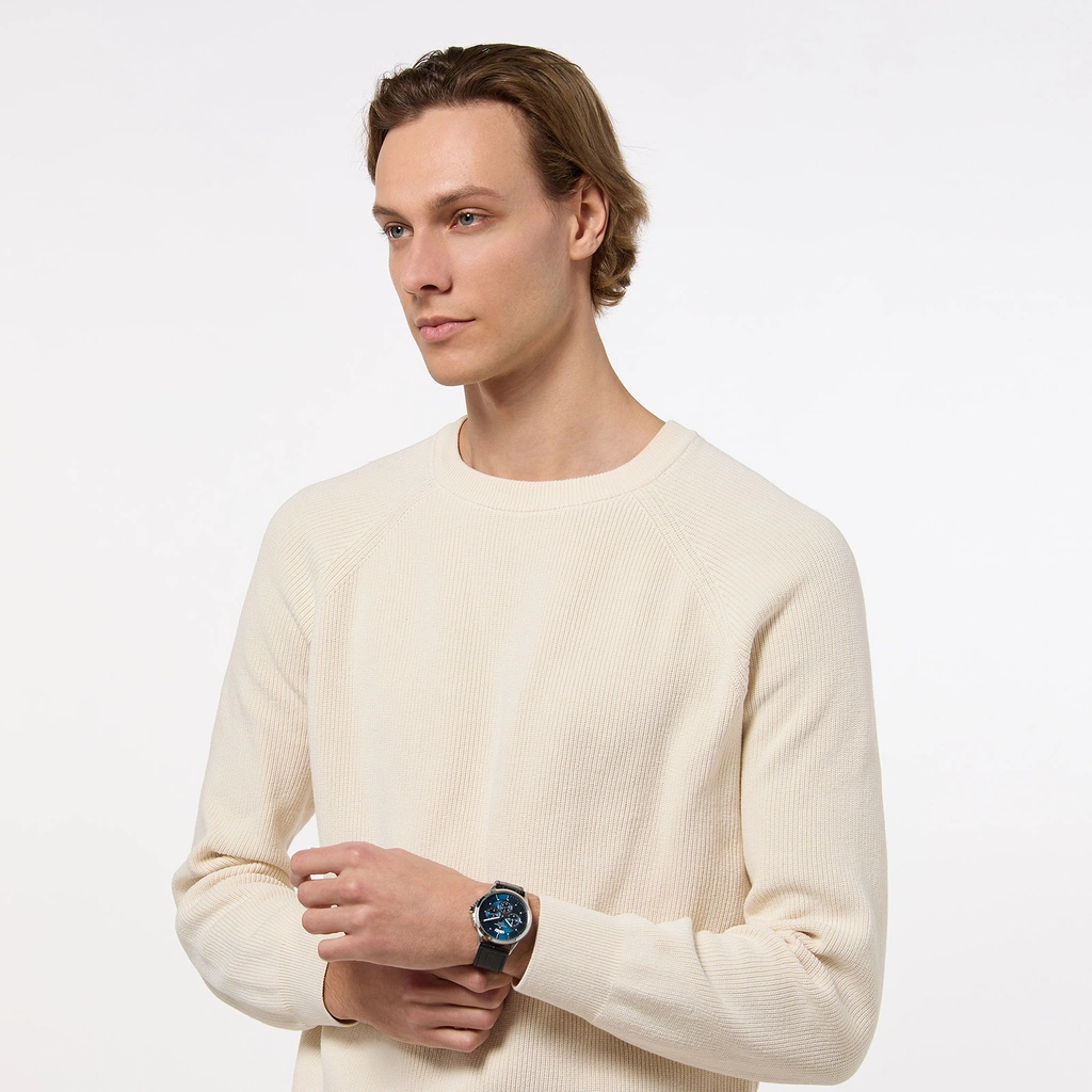 Jacques Lemans Sidney -  herrklocka, läder/blå, 42mm