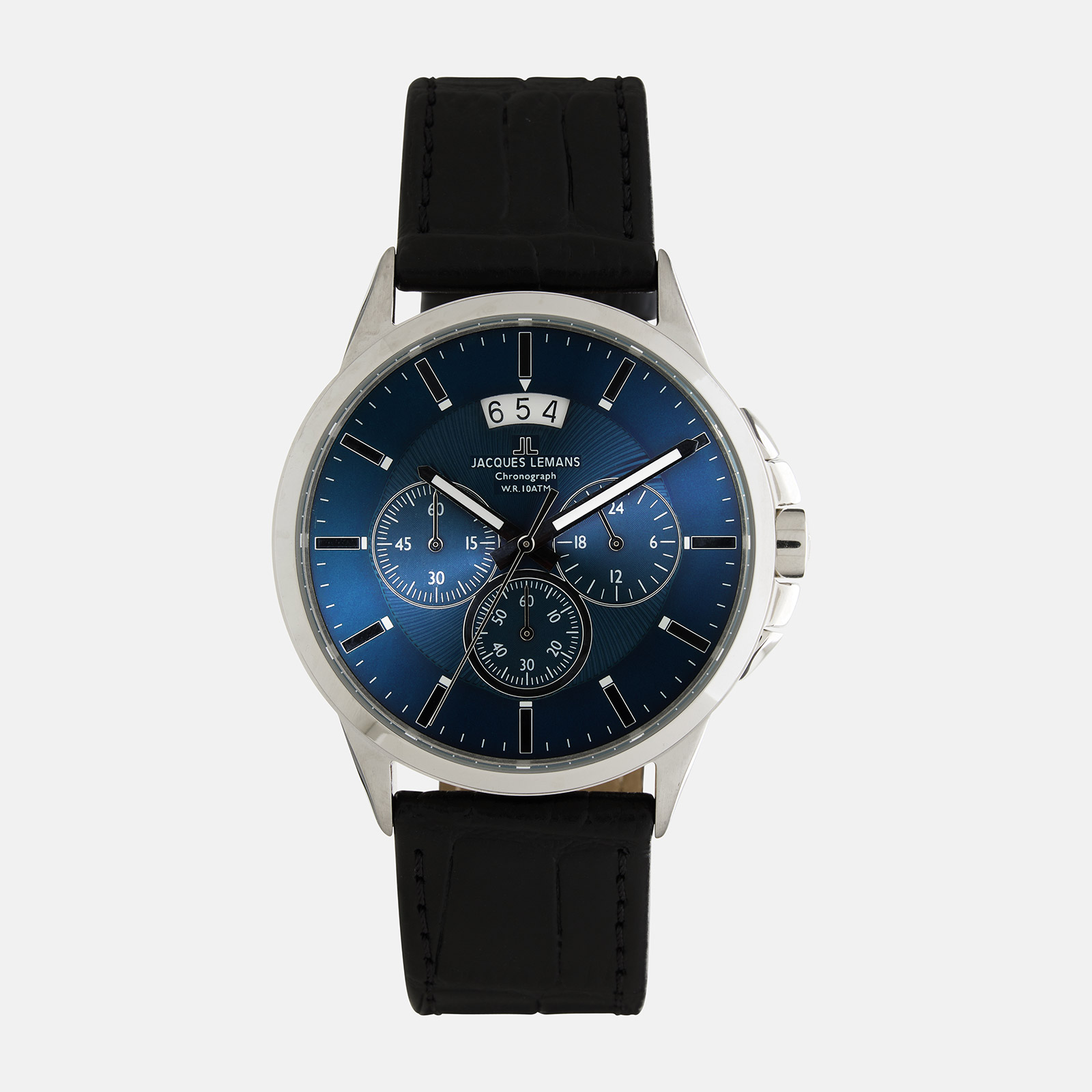 Jacques Lemans Sidney -  herrklocka, läder/blå, 42mm