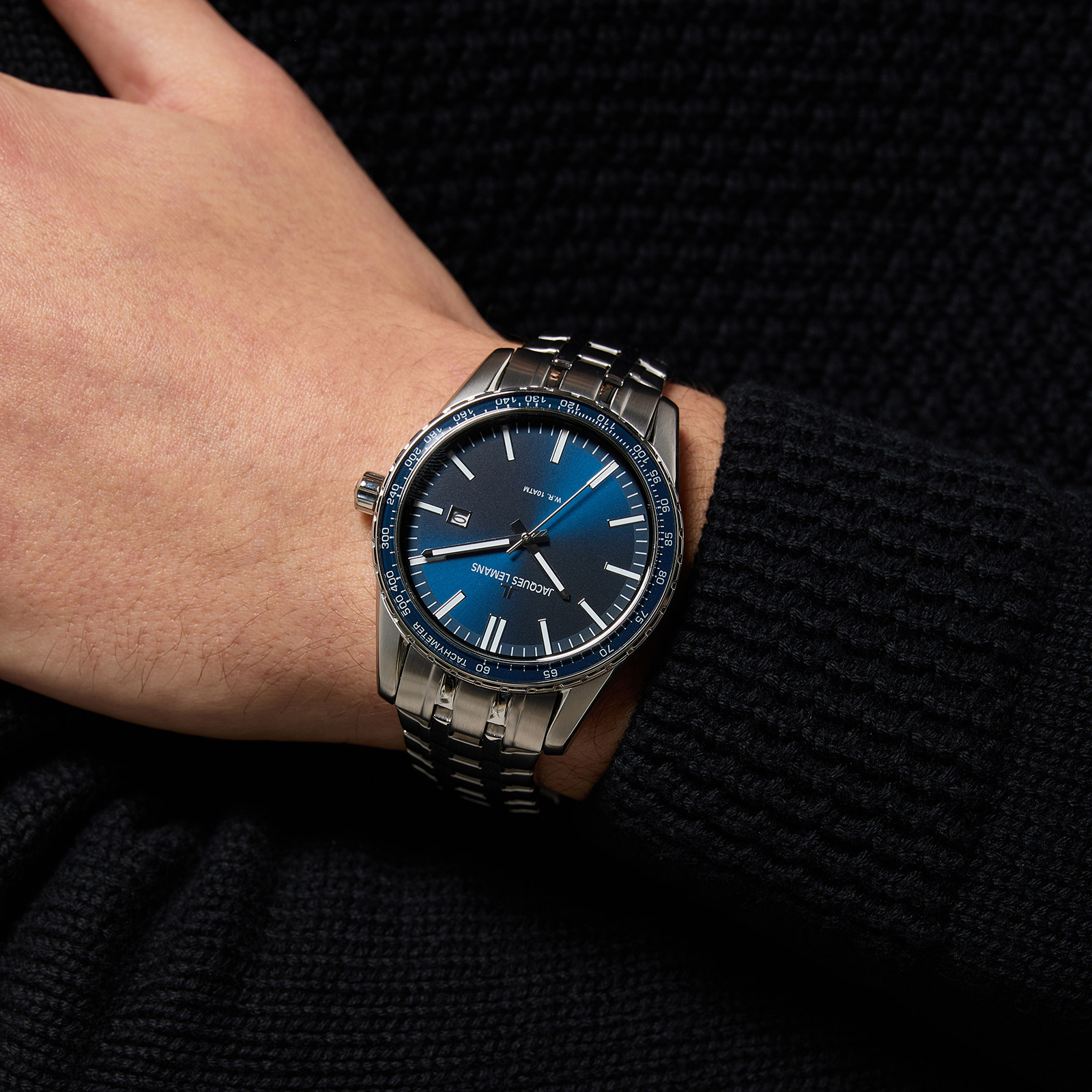 Jacques Lemans Liverpool - herrklocka, stål/blå, 44mm