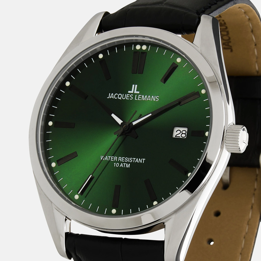 Jacques Lemans herrklocka - presentset, stål/grön, 43mm