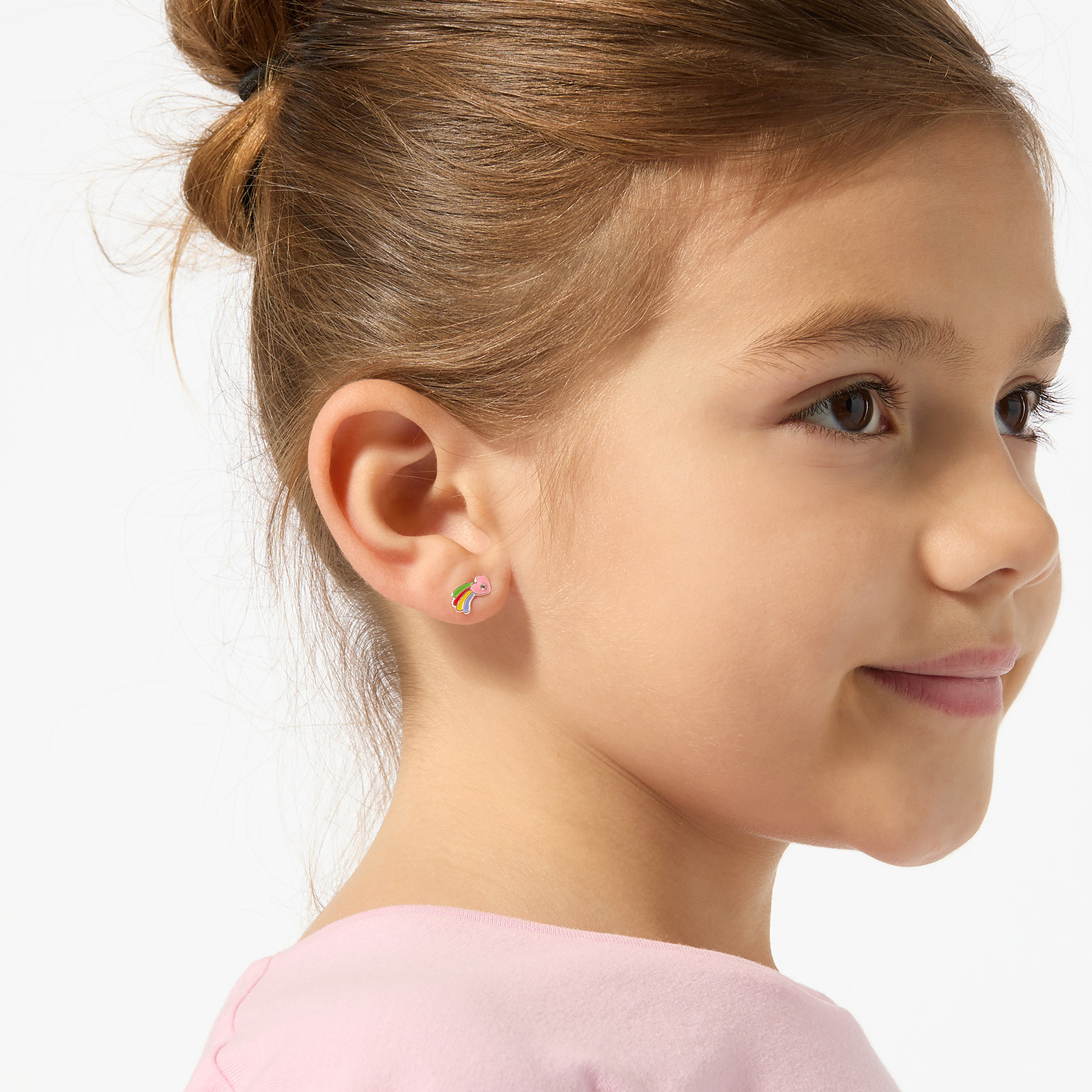 Silverörhängen för barn - hjärtan & regnbågar