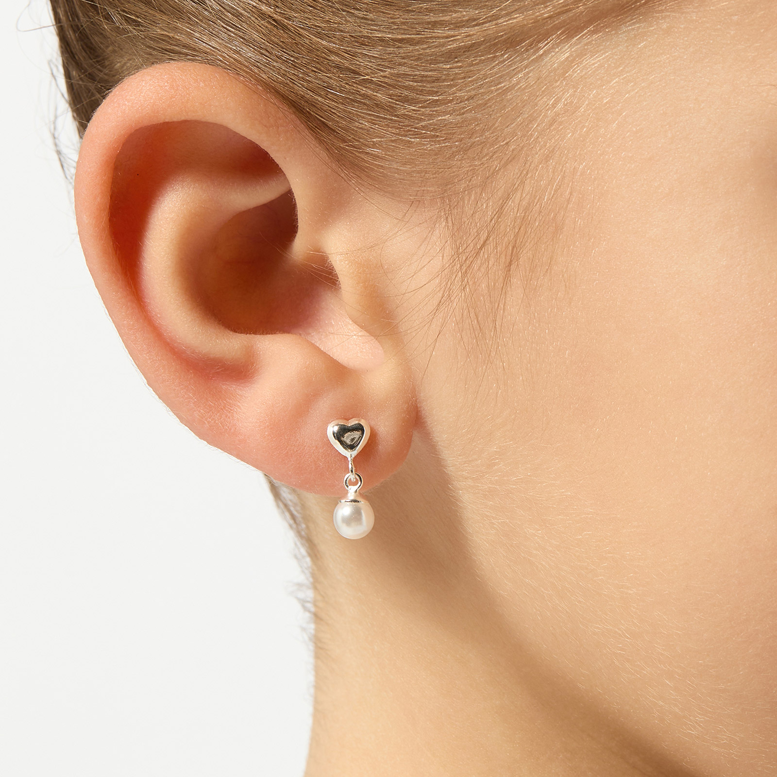 Silverörhängen för barn - hängande pärlor