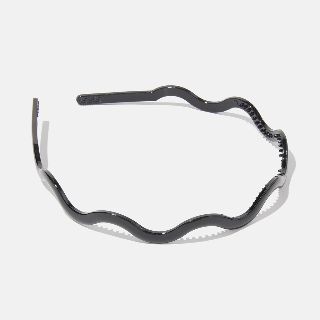 Svart diadem vågigt - svart plast