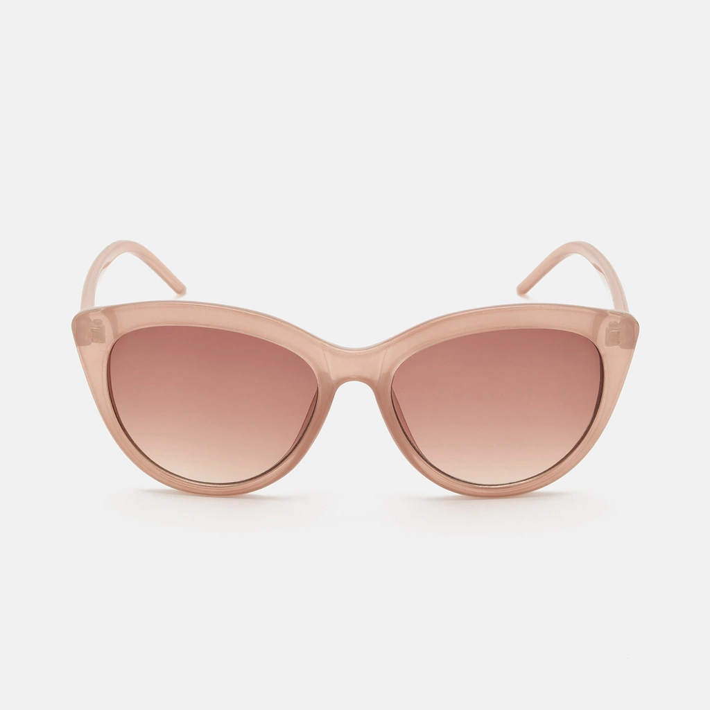 Solglasögon, Cat Eye - beige ram