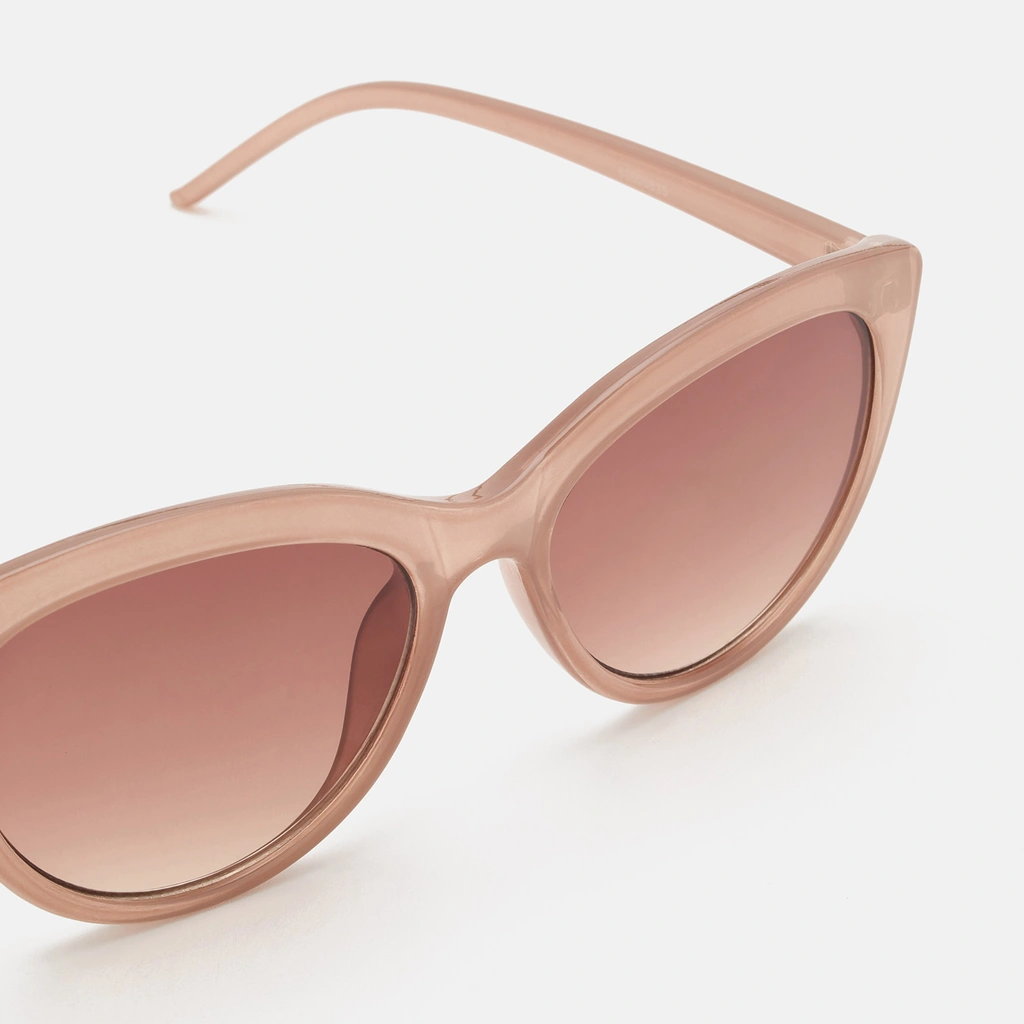 Solglasögon, Cat Eye - beige ram