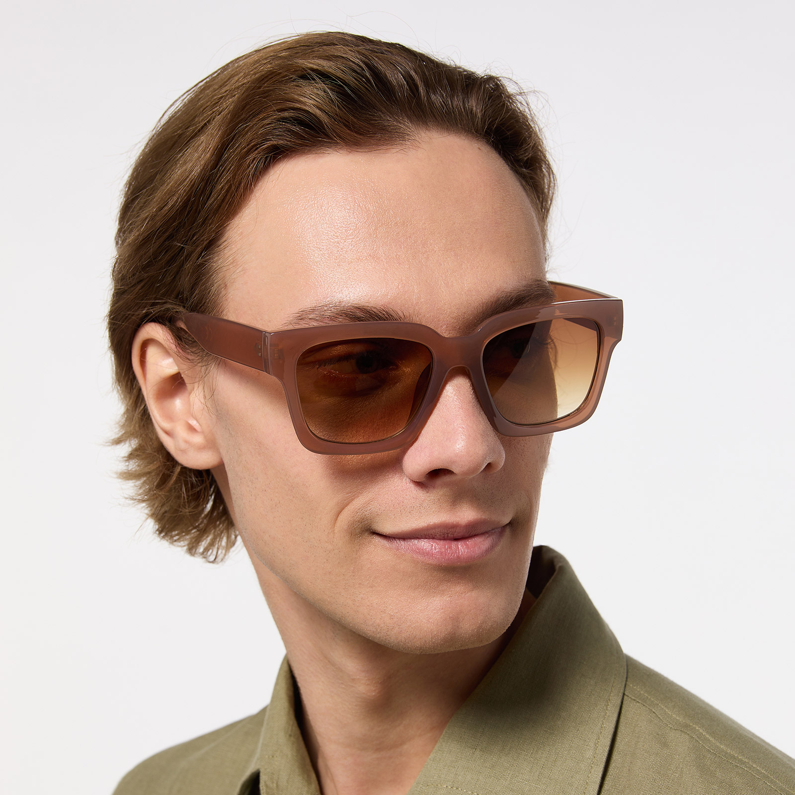 Kantiga solglasögon, Retro -  beige ram