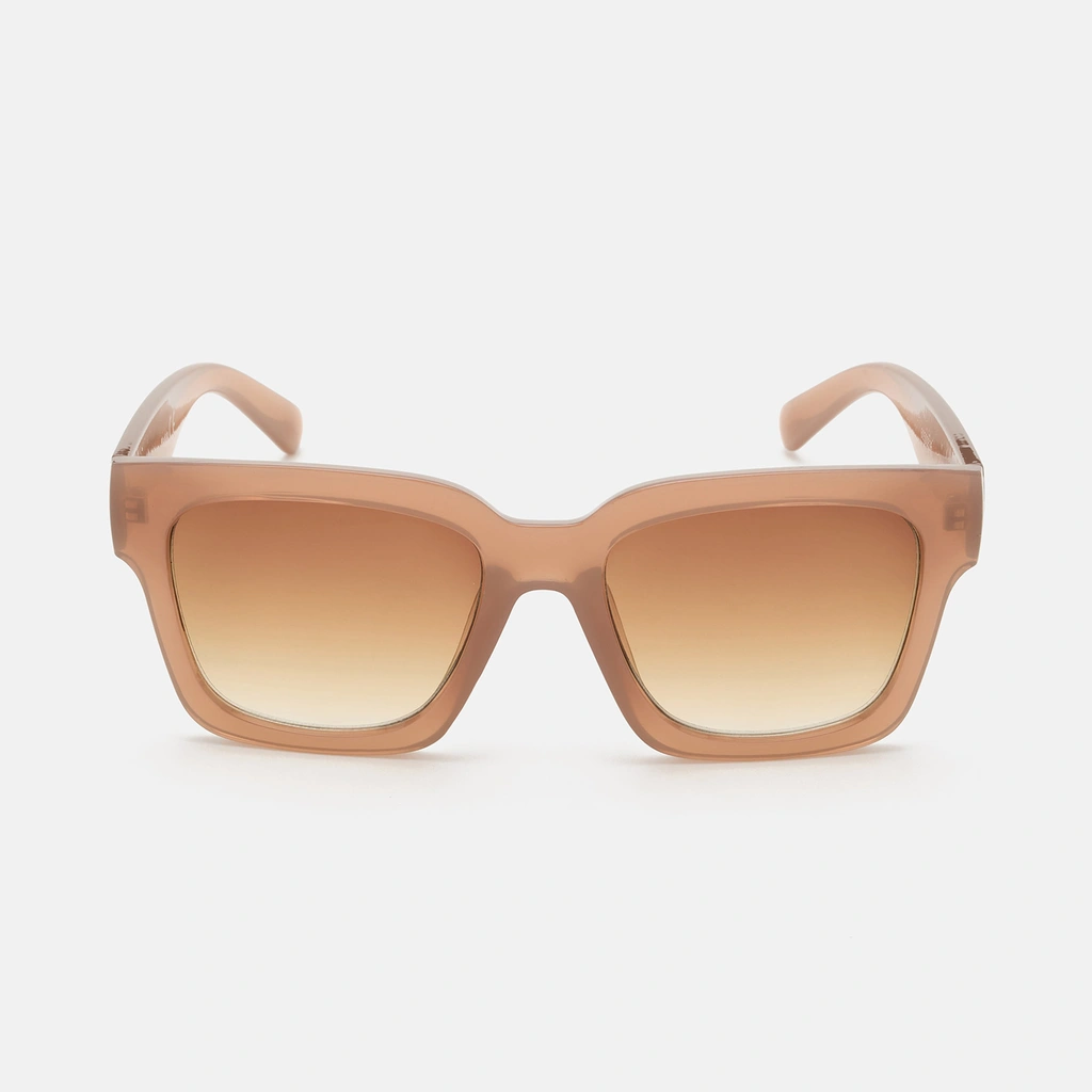 Kantiga solglasögon, Retro -  beige ram