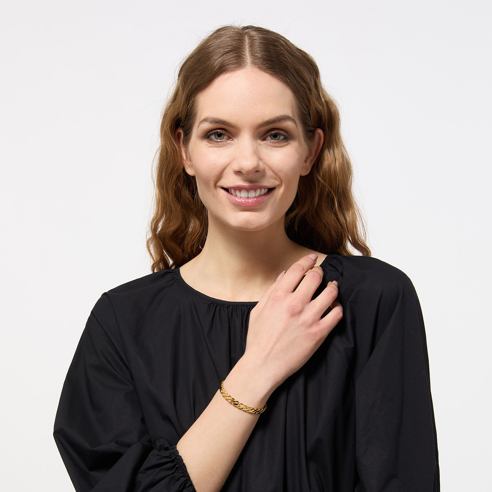 Guldpläterat stålarmband dam mönstrad bangle