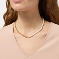 Guldfärgat stålhalsband med pärlor - 40.5+8.5cm