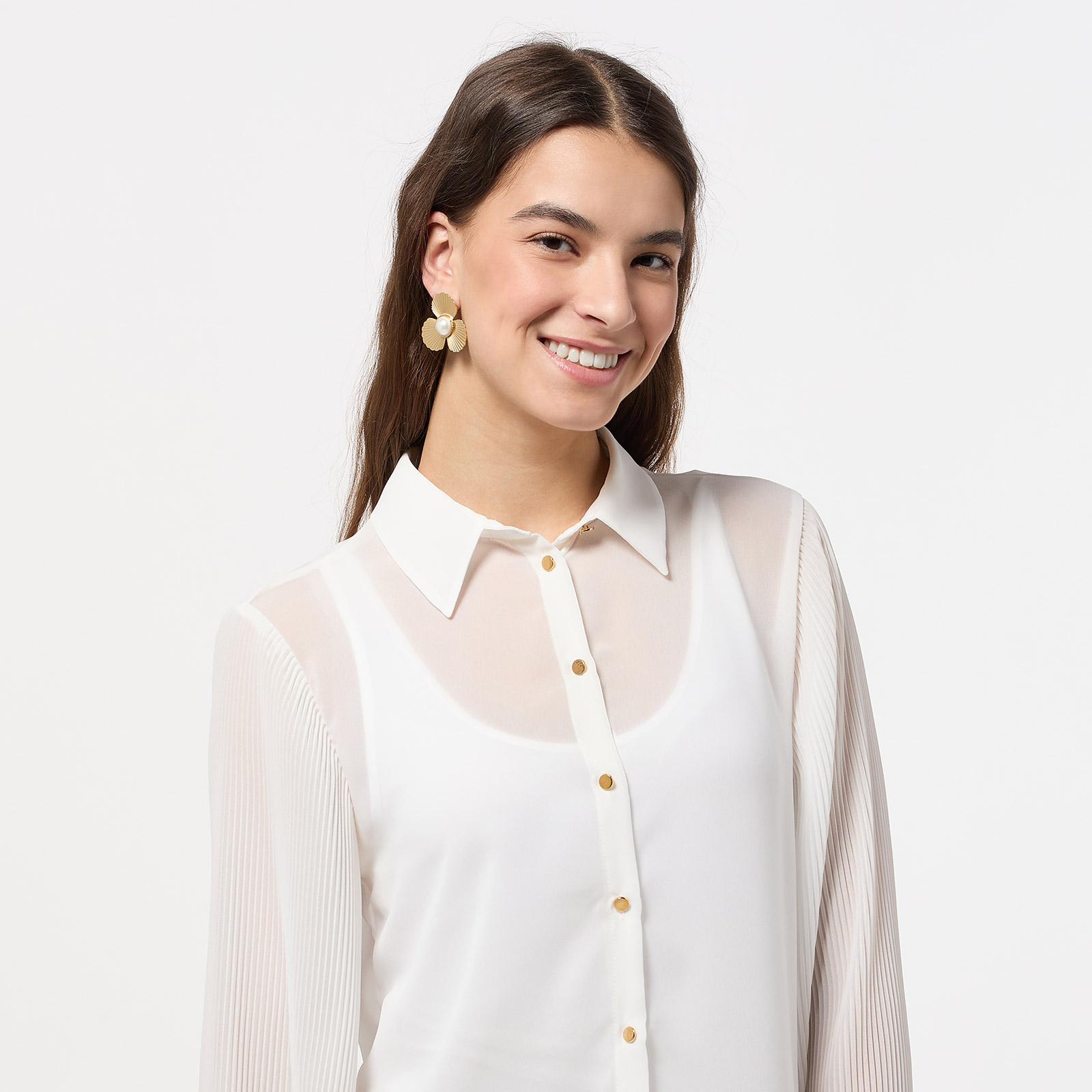 Guldpläterade stålörhängen blommor - 36x38mm