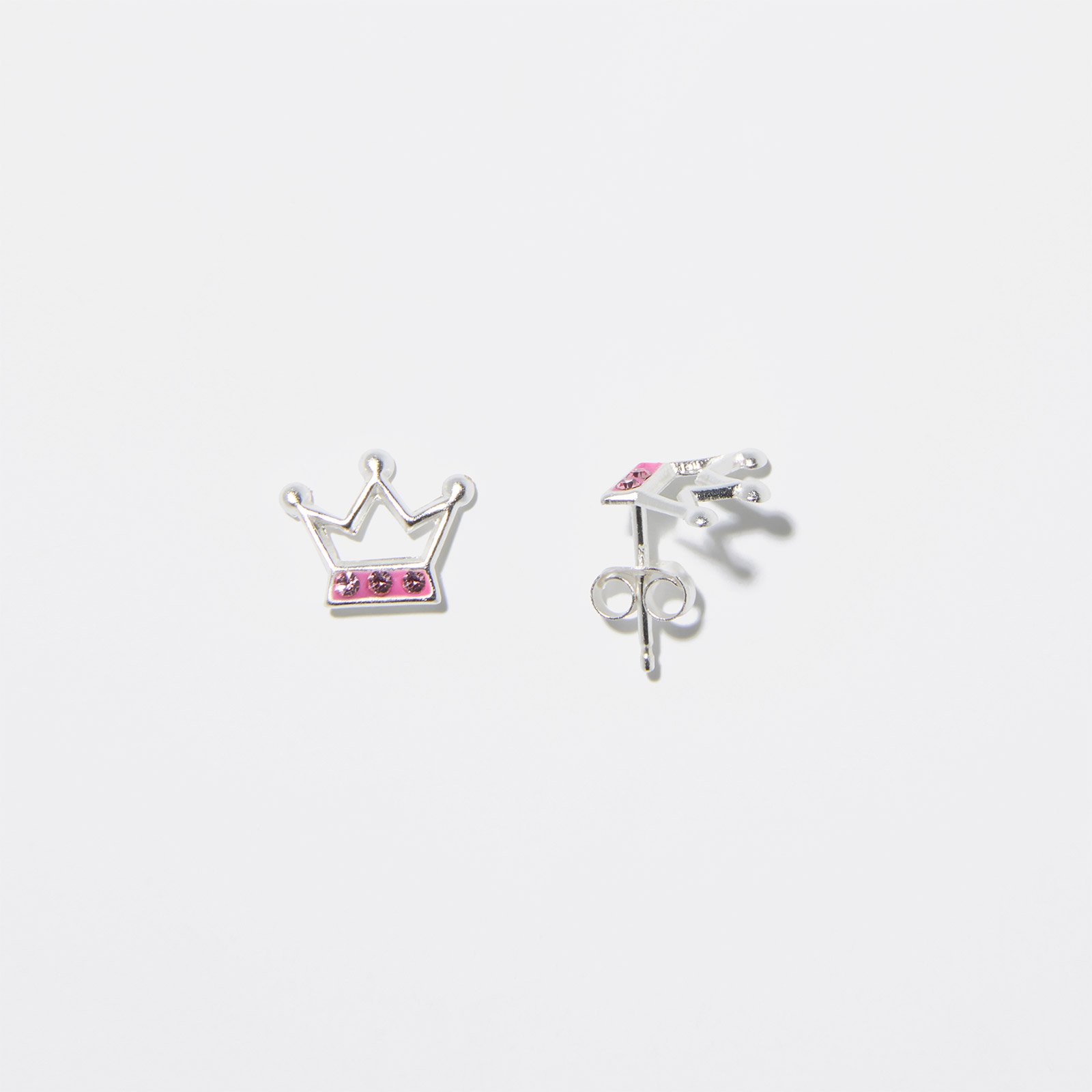 Silverörhängen för barn - studs, kronor