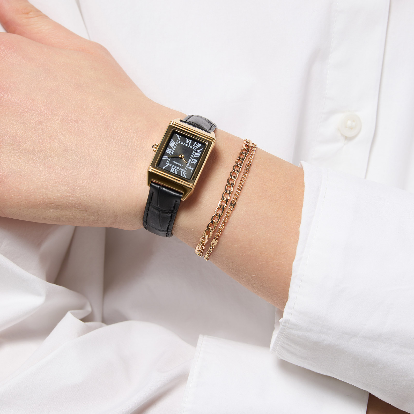 Moretime damklocka - set med armband, guld/svart