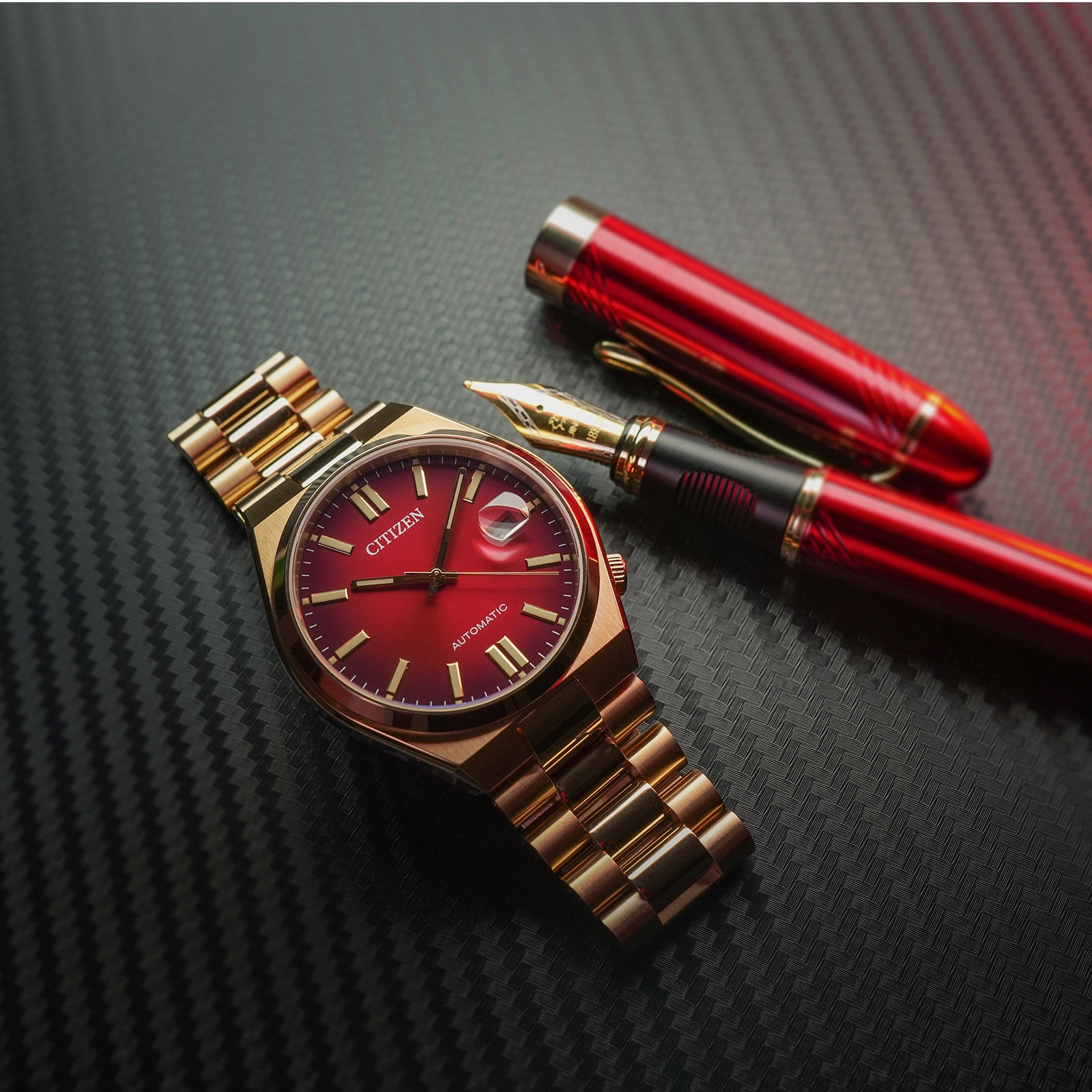 Citizen Tsuyosa automatisk herr - guld/röd NJ0153-82X