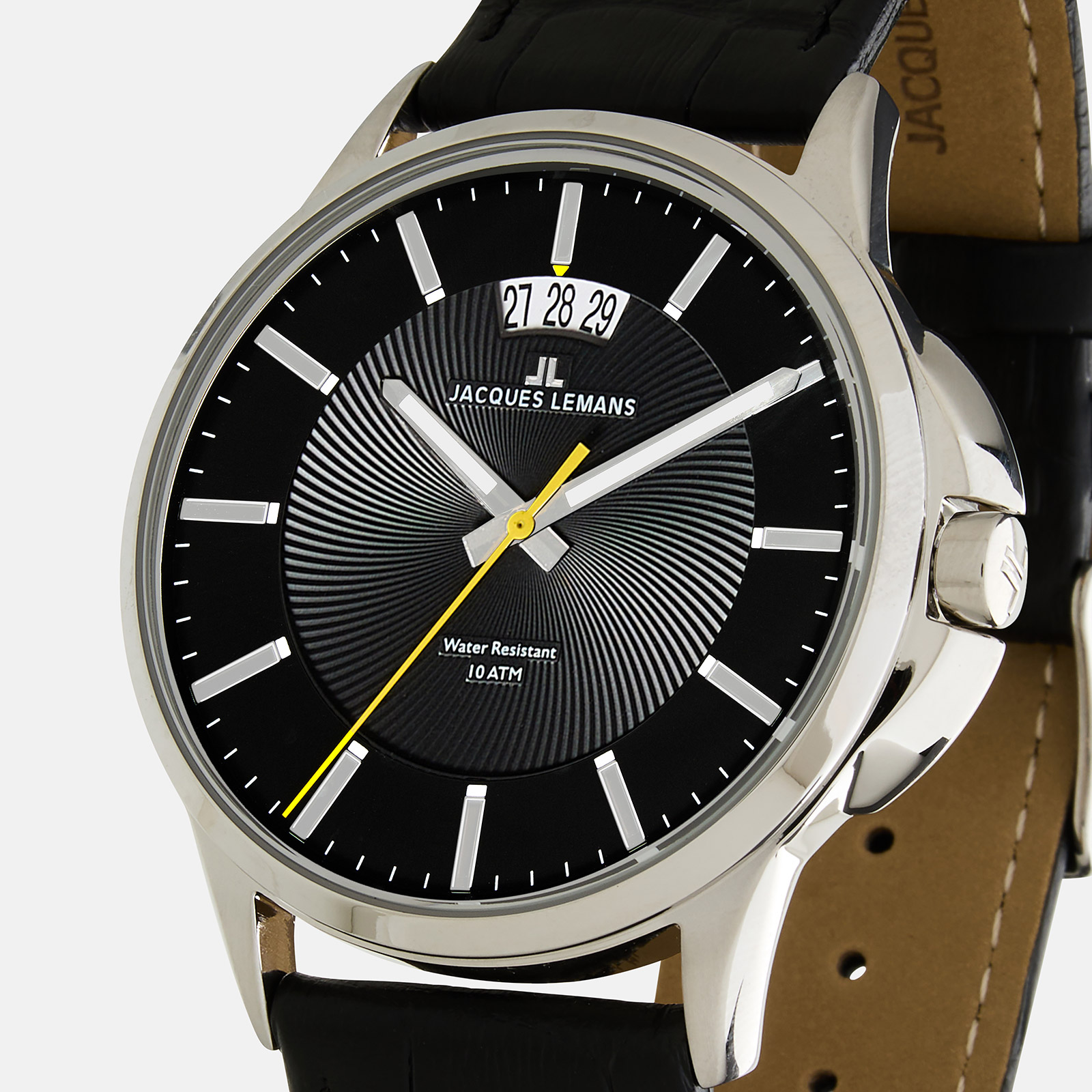 Jacques Lemans Sidney - herrklocka, läder/svart, 42mm