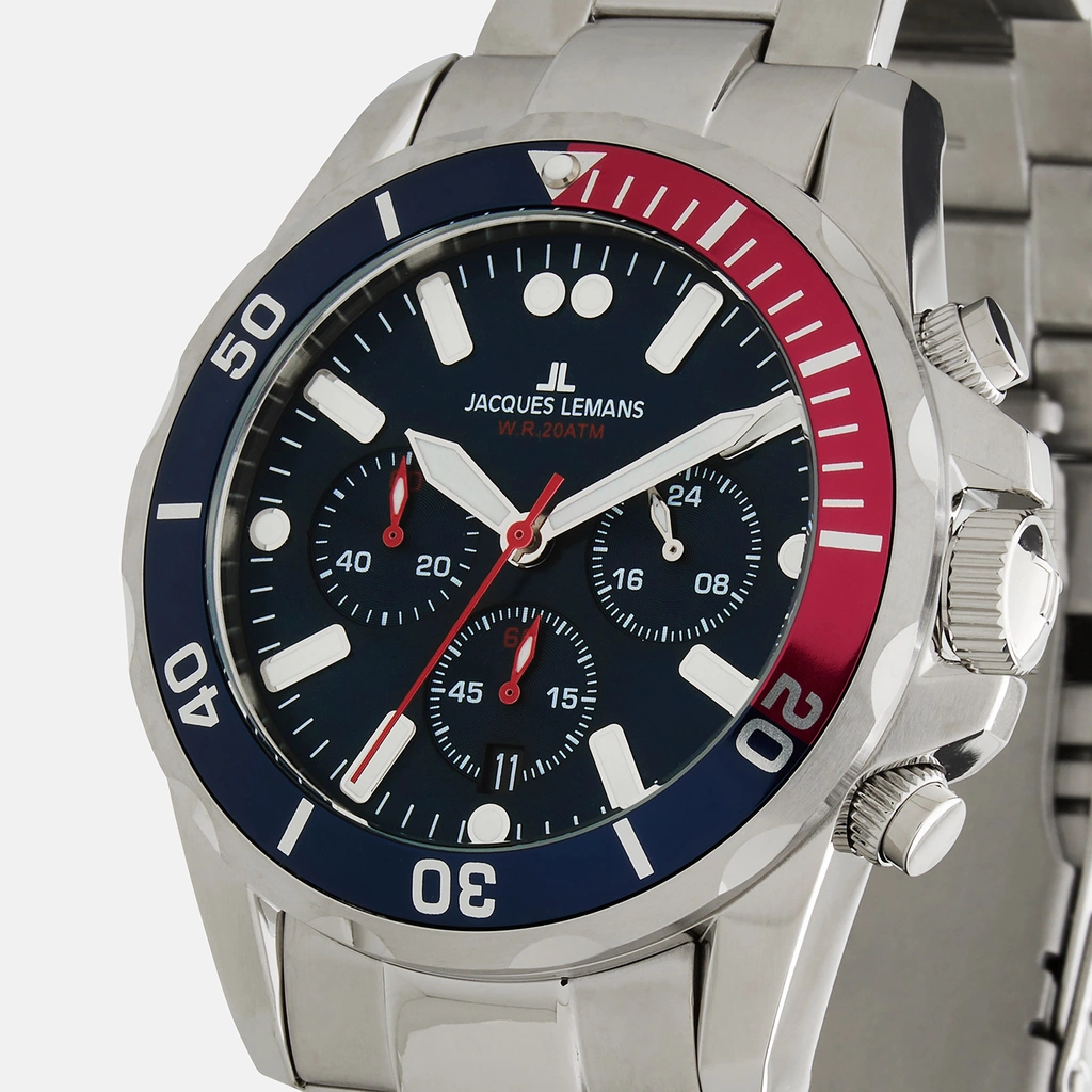Jacques Lemans Liverpool - kronograf, stål/blå, 44mm