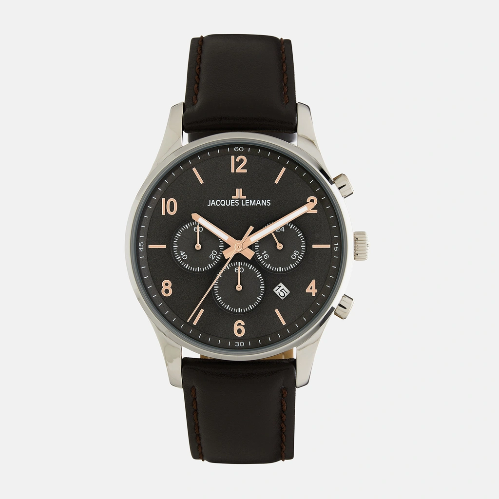 Jacques Lemans London - herrklocka, läder/svart, 42mm