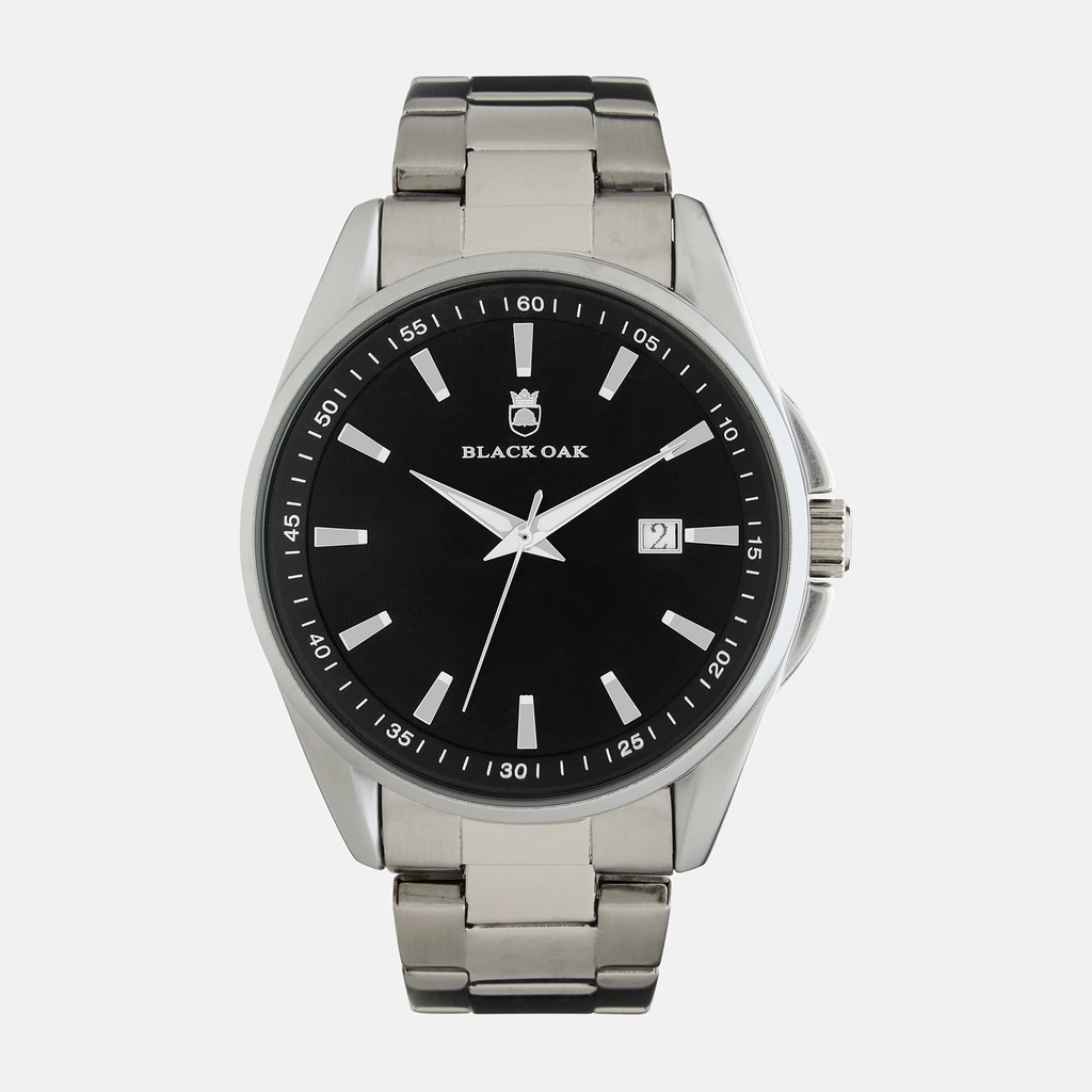 Black Oak Spike herrklocka - silver/svart, 43 mm