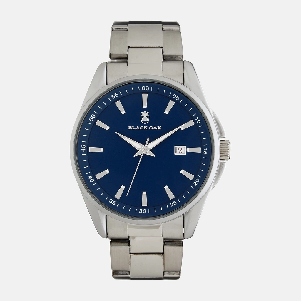 Black Oak Spike herrklocka - silver/blå, 43 mm