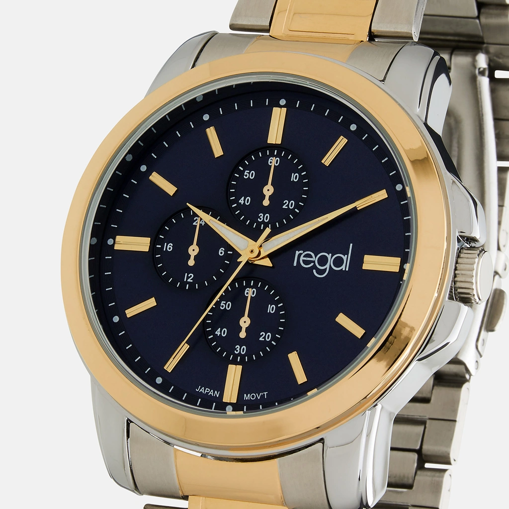 Regal klockset herr - metallband, bicolor/blå, 45mm
