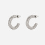 Silverfärgade örhängen - Hoops med mönstrad yta