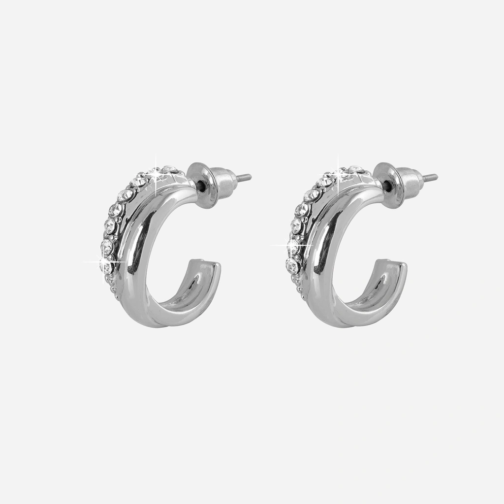 Silverfärgade örhängen - öppna hoops 11 mm