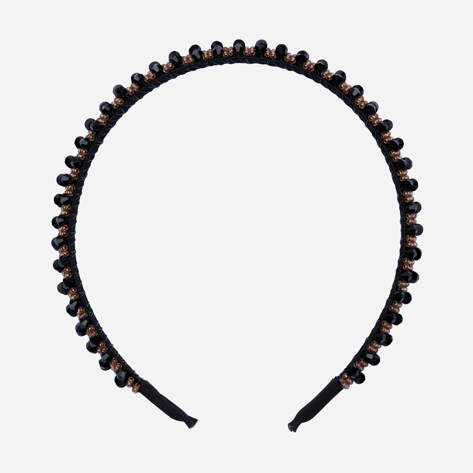 Svart diadem, facetterade plaspärlor - 13 mm