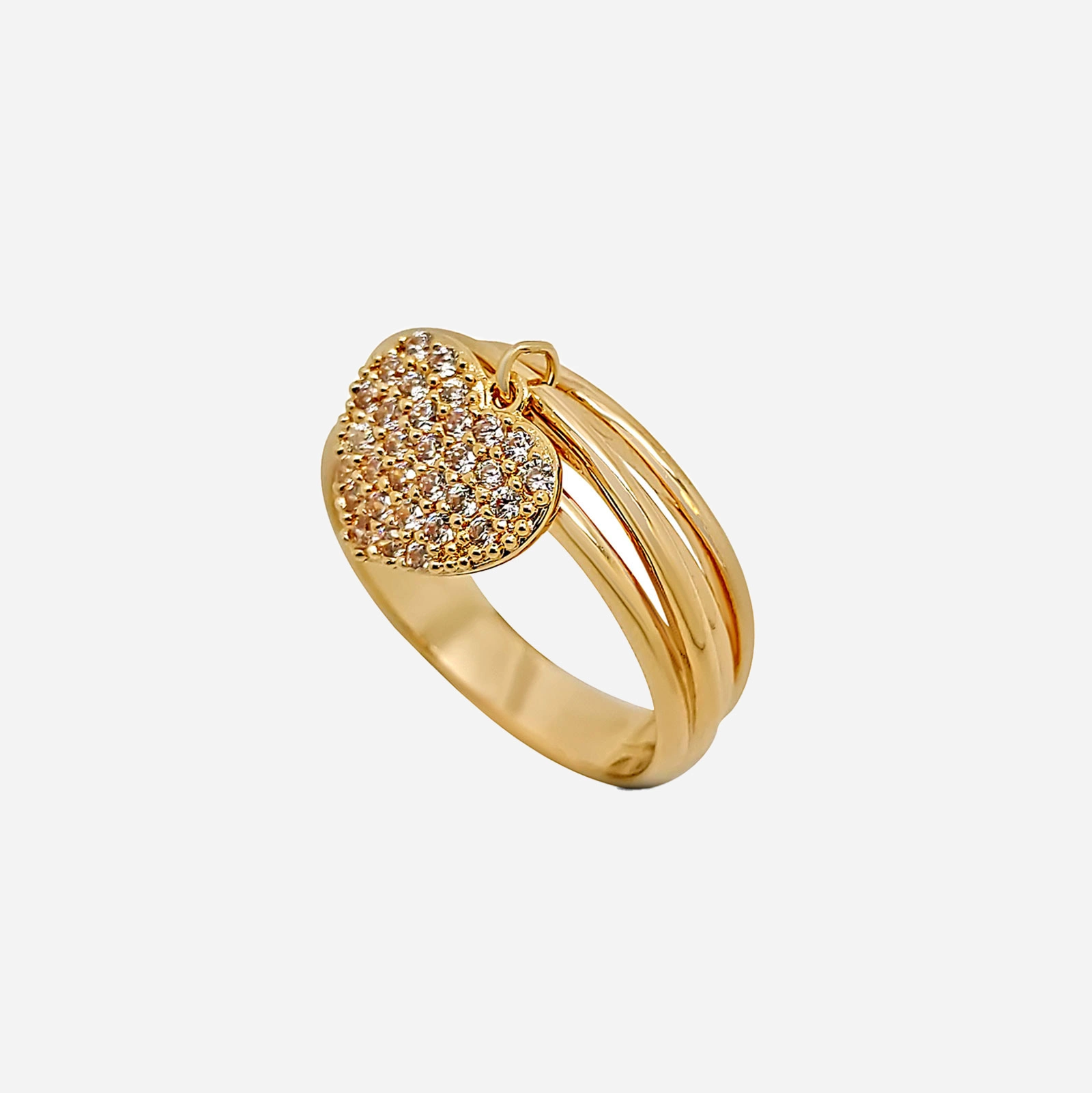 18k guldpläterad bred ring - hjärta