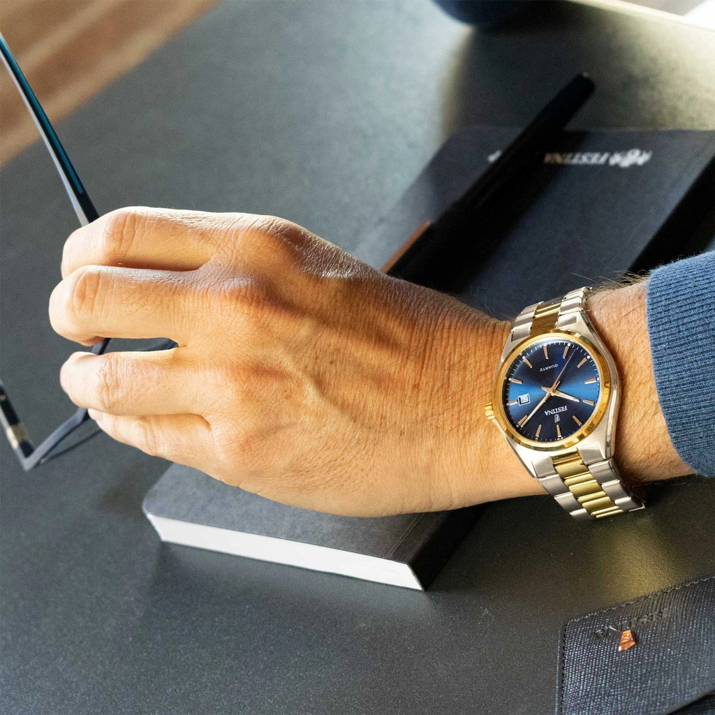 Festina F20554/4 Classic - herrklocka bicolor/blå, 40mm