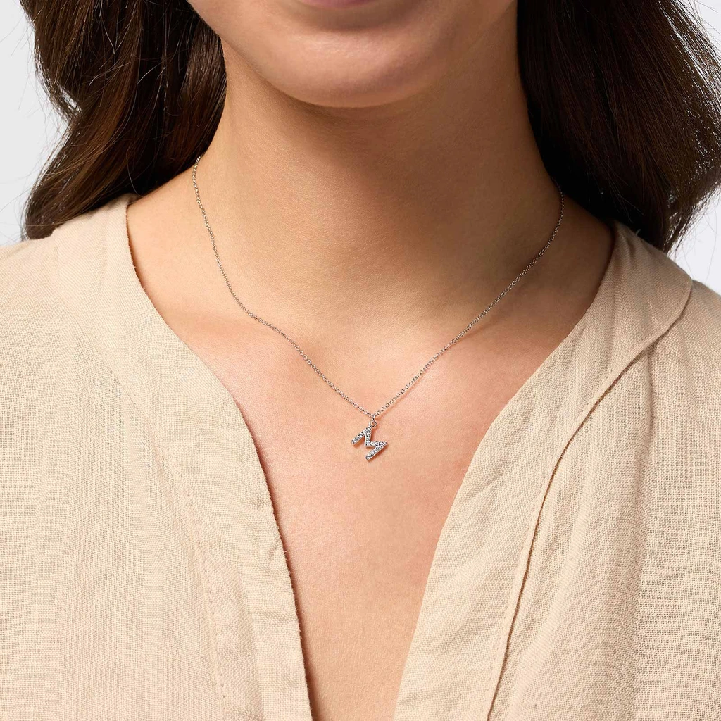 Halsband äkta silver, bokstav M - 42+3 cm