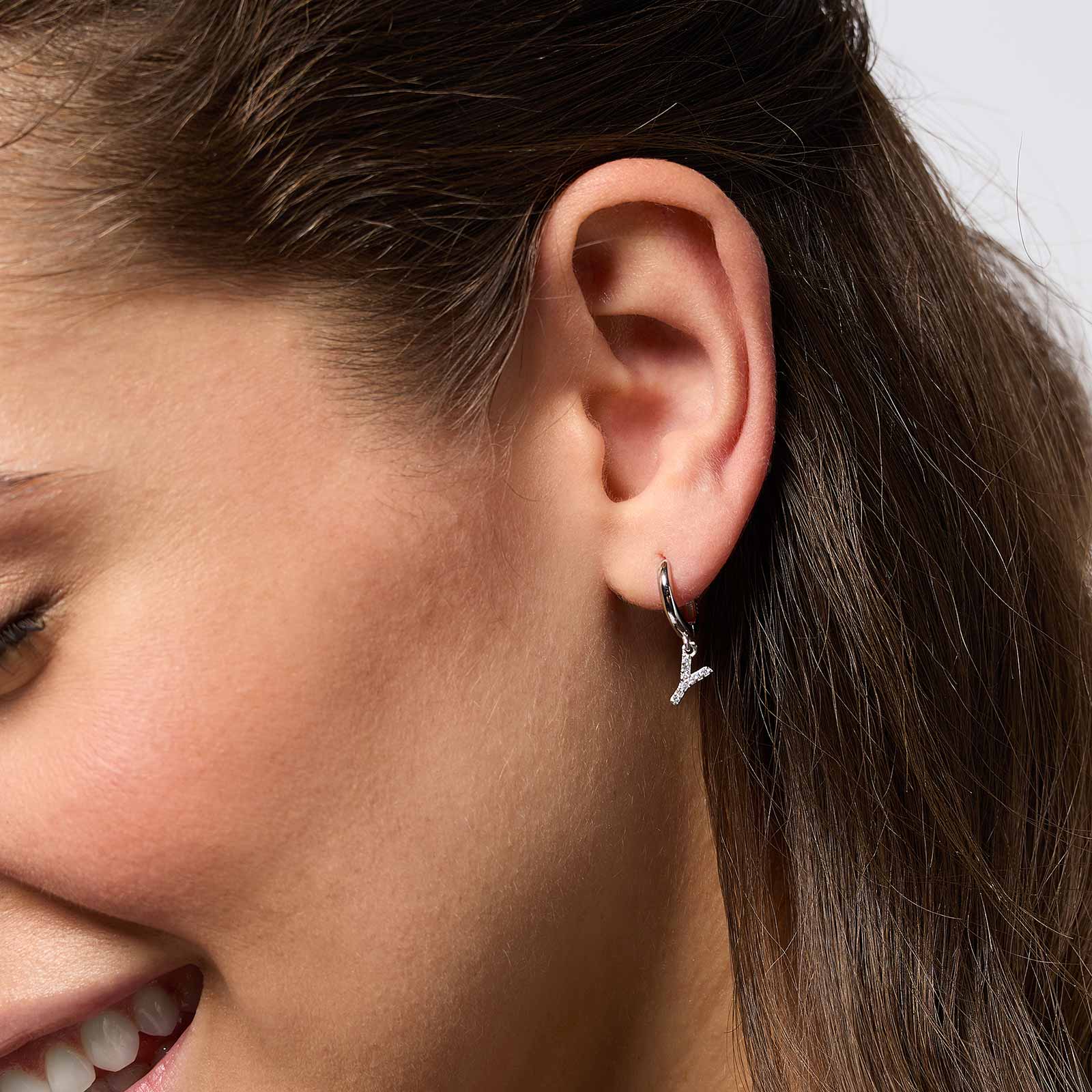 Örhängen äkta silver - hoops, bokstav W