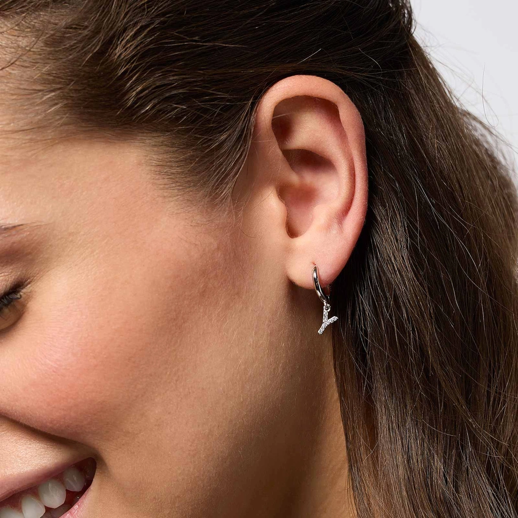 Örhängen äkta silver - hoops, bokstav W