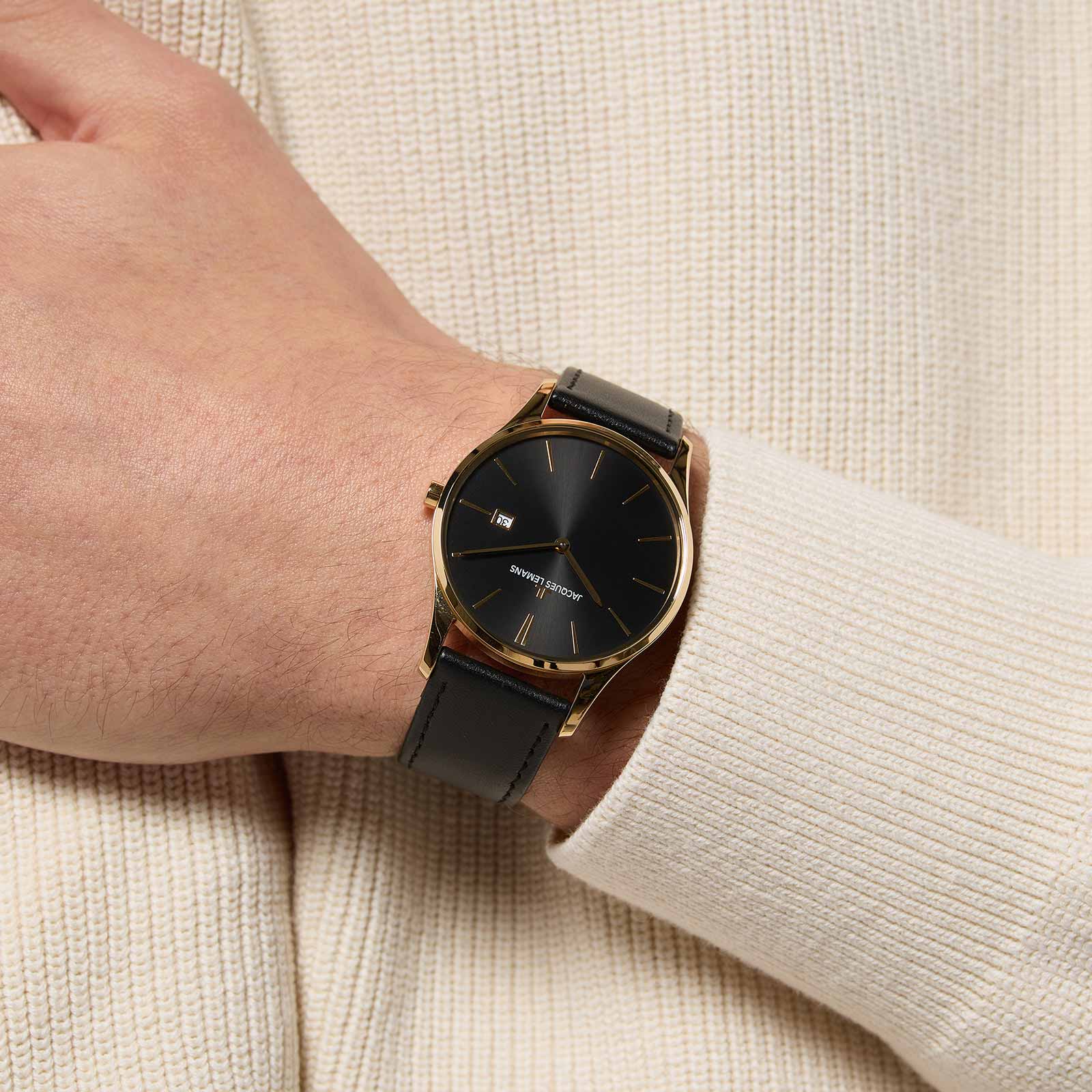 Jacques Lemans London - herrklocka guldton/svart, 38mm