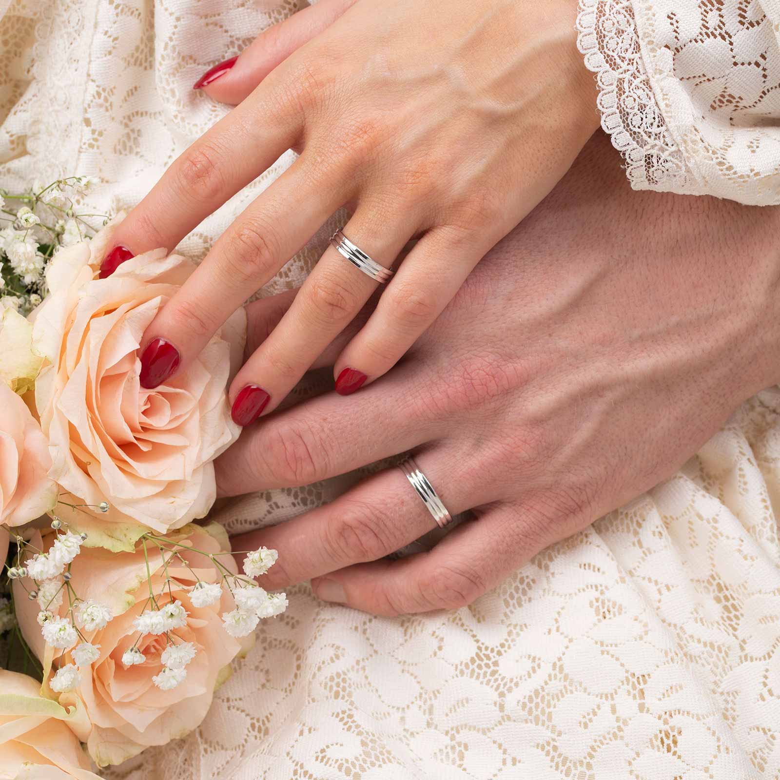 Förlovningsring 9k guld - rak bicolor 4,5 mm / 1,6 mm