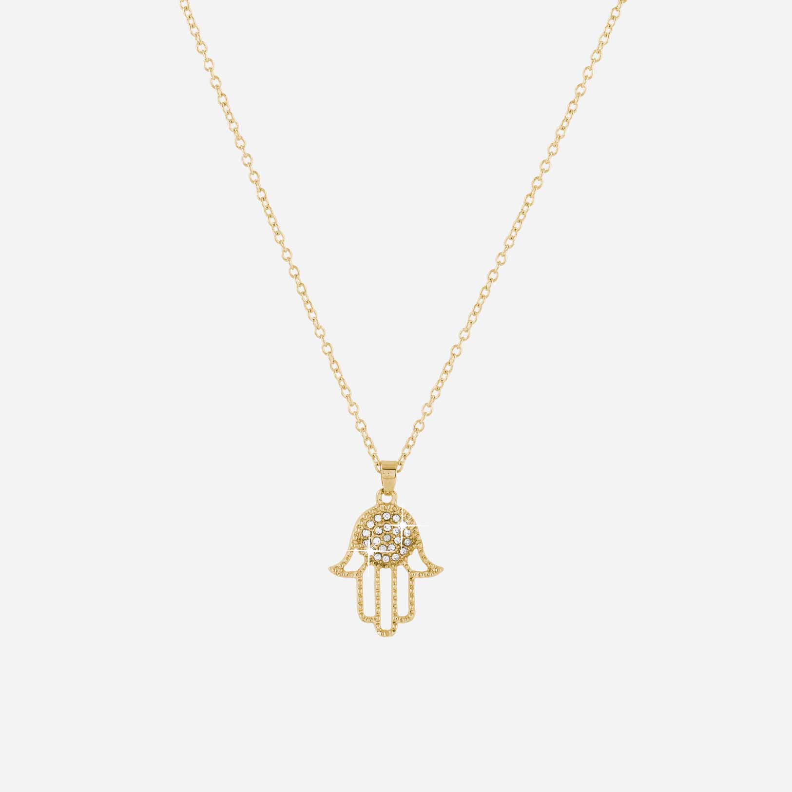 Guldfärgat halsband med Fatimas hand