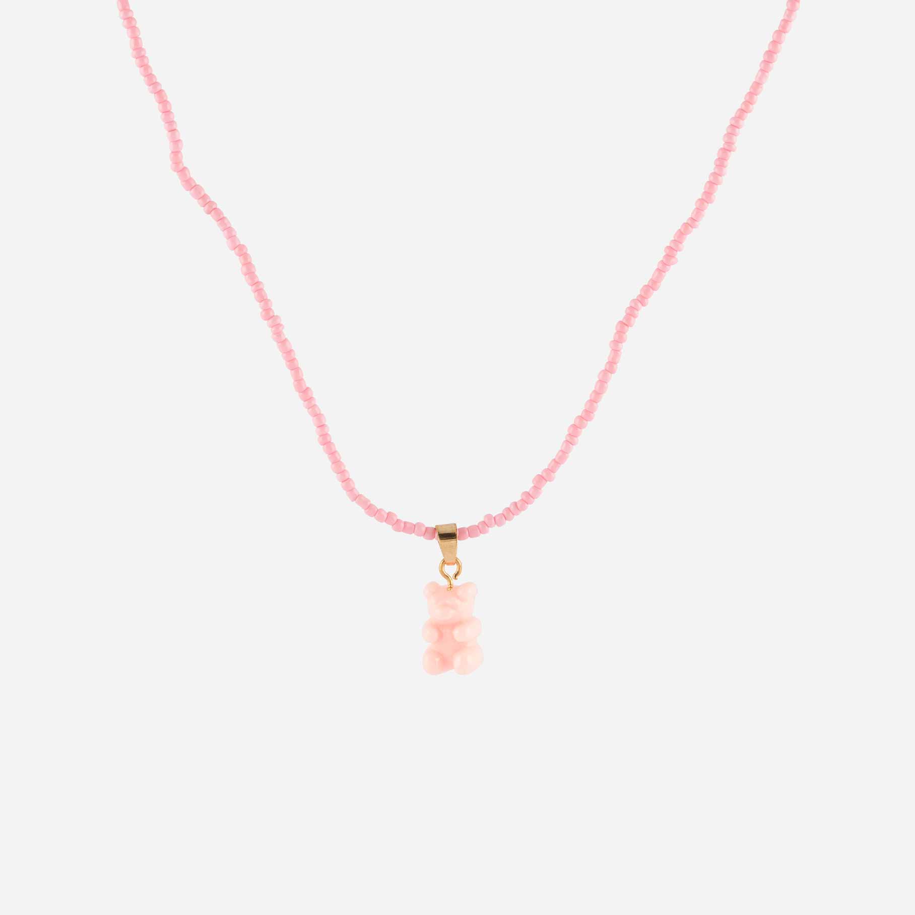 Halsband med rosa nalle - 42+8 cm