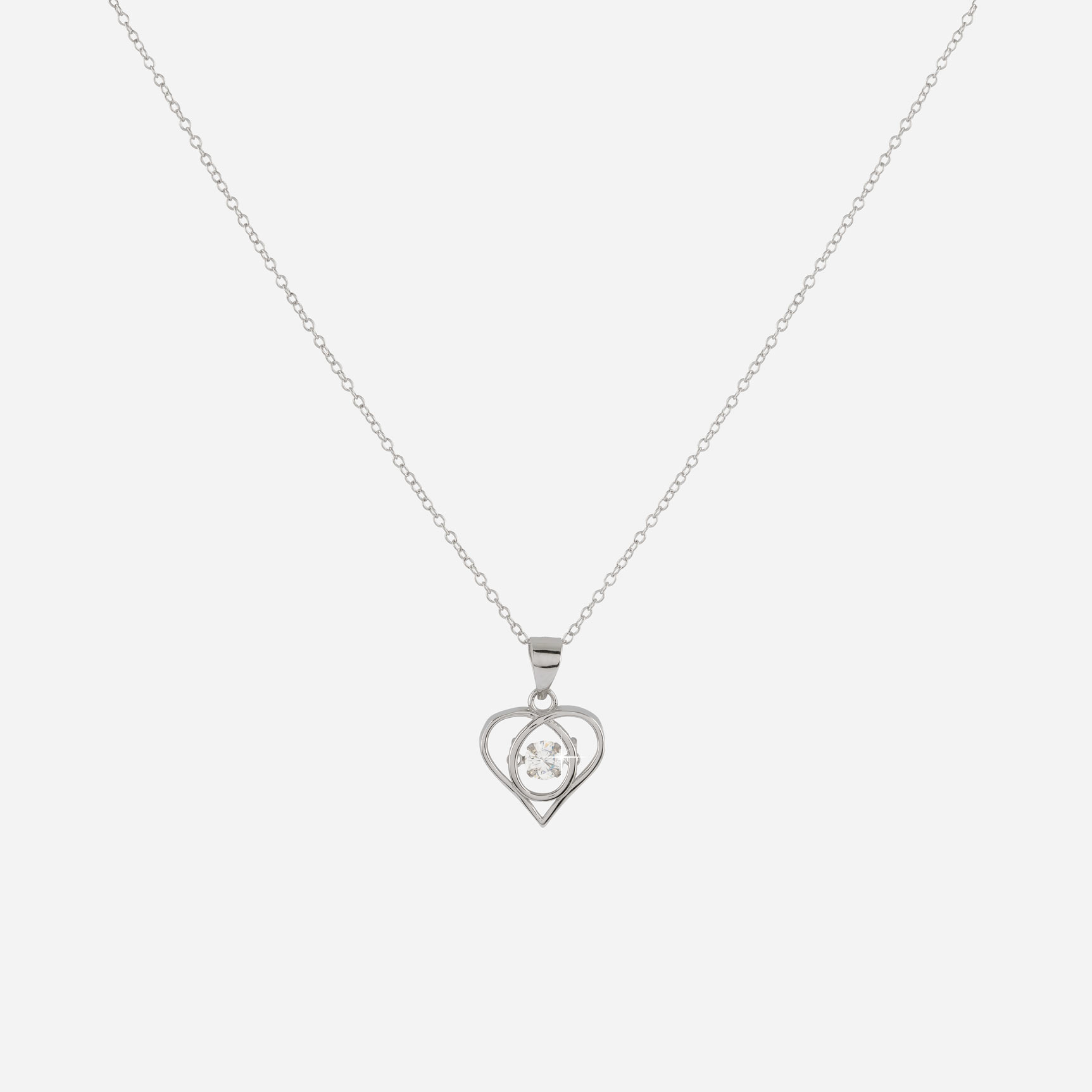 Silverhalsband stilrent hjärta 42+3 cm