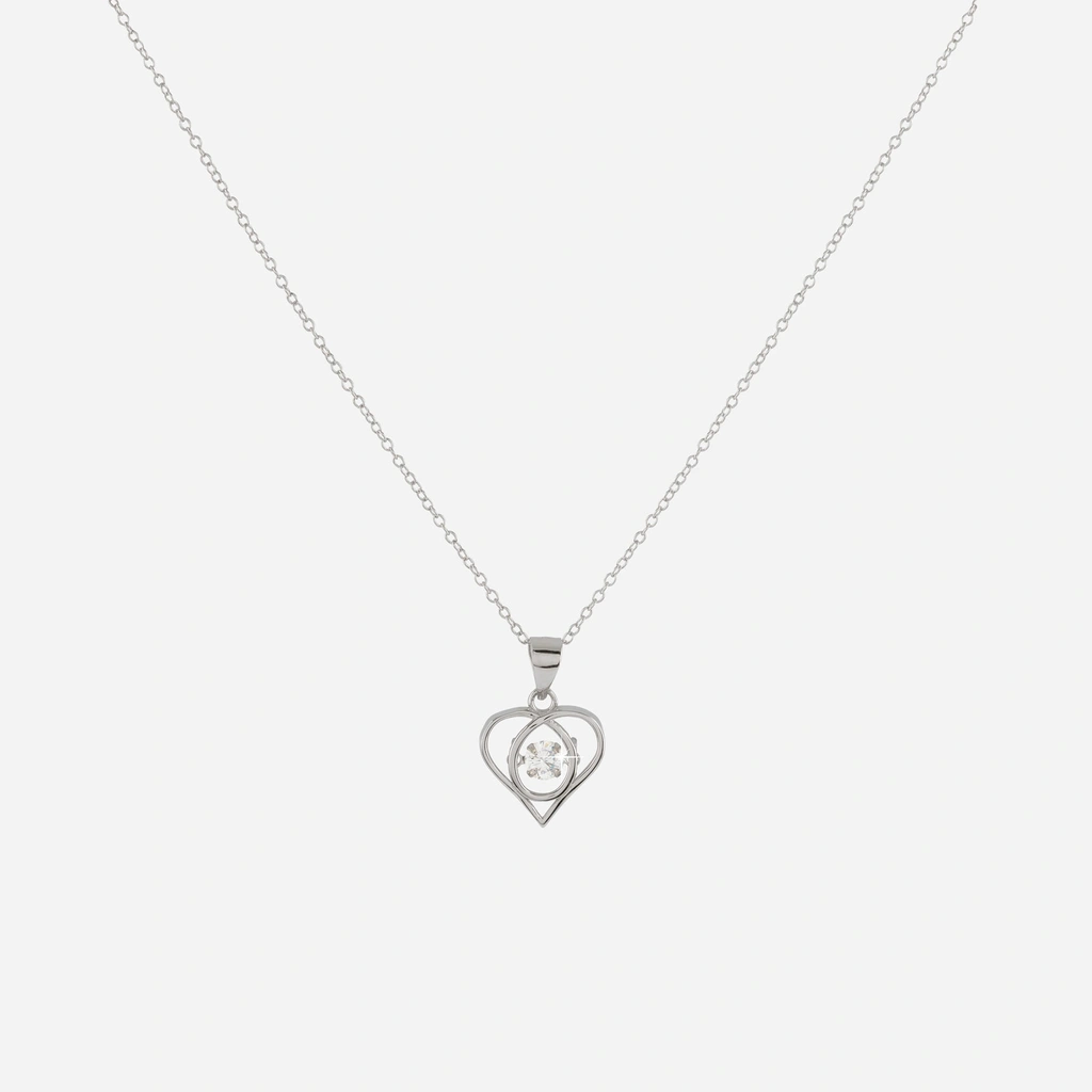 Silverhalsband stilrent hjärta 42+3 cm