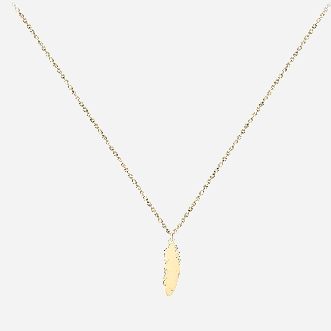 Halsband 9k guld - fjäder 41-46 cm