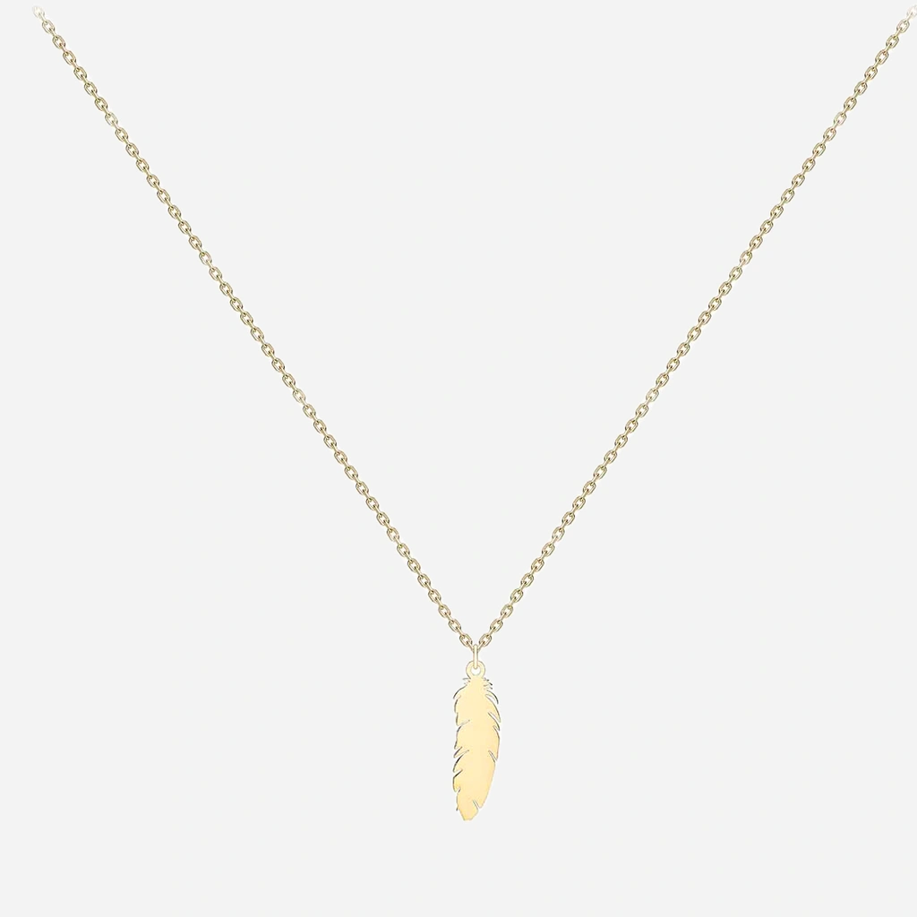 Halsband 9k guld - fjäder 41-46 cm