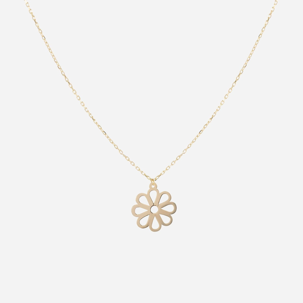 Halsband 18 k guld, blomma - 45 cm