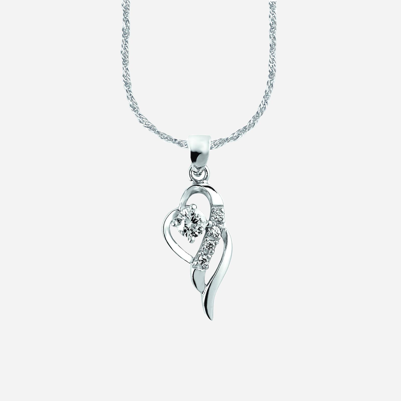 Silverhalsband, snirkligt öppet hjärta - 42 cm